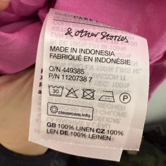 & OTHER STORIES PINK LINEN DIAGONAL WRAP DRESS SIZE EU 36 - Picture 12 of 14